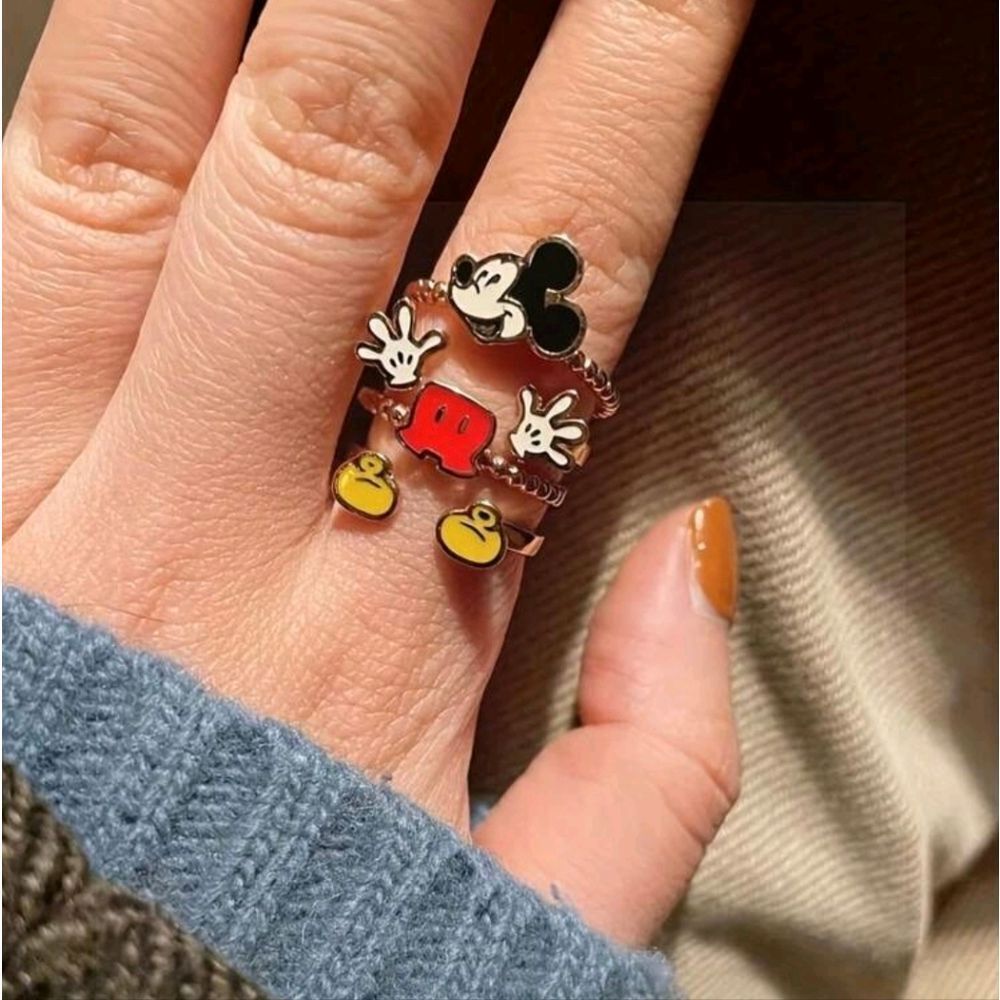 Adjustable Mickey Mouse Silver Ring